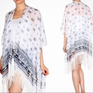 Kimono with elephant print summer bikini wrap boho